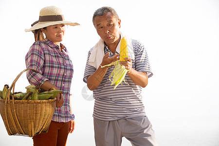 中年女人农业农民拿着玉米图片