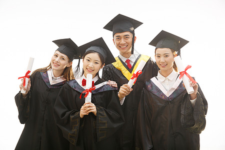 留学生照片高等教育大学生穿着学士服庆祝毕业背景