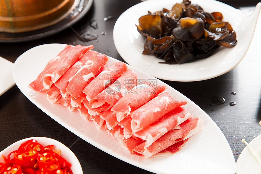 切片食物菜火锅涮羊肉图片