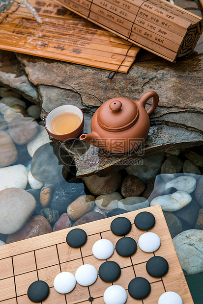 古典式围棋棋盘茶壶图片