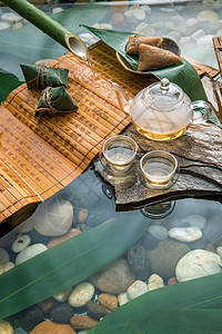 粽子和茶传统文化茶道和粽子背景