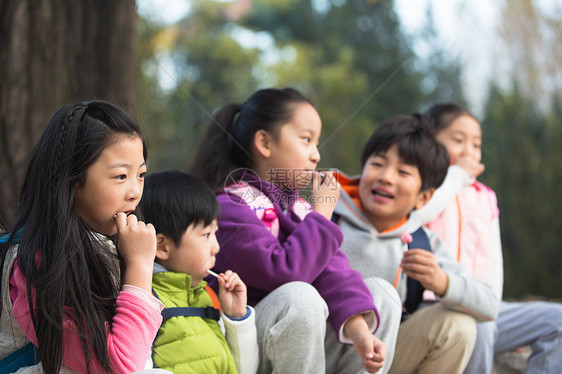 亚洲活力欢乐可爱的男孩女孩在户外玩耍图片