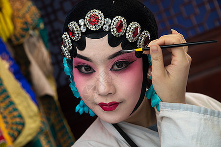 室内装饰物亚洲人女人摄影女京剧演员后台化妆背景
