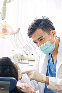 医药设备牙科医生给患者治疗背景