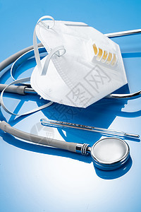 新型冠状温度计流感防护口罩和听诊器图片