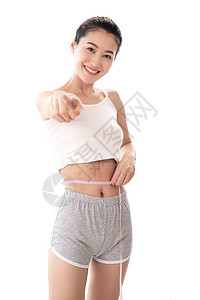 青年女人测量腰围图片