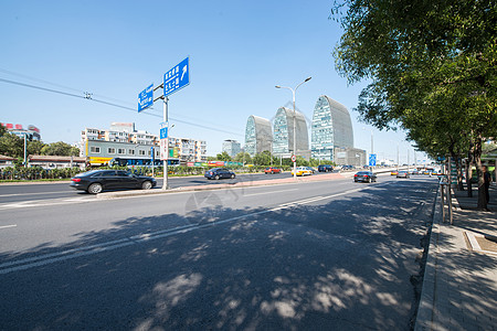 北京大楼北京西直门建筑群和道路背景