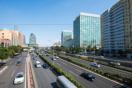 现代民宿北京西直门建筑群和道路背景