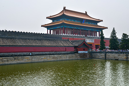 中国城墙宏伟北京故宫背景