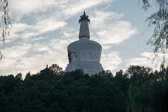 地标建筑园林彩色图片北京北海公园白塔图片