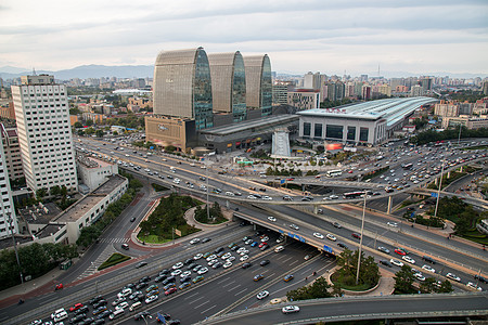 公路美景水平构图旅游目的地北京西直门立交桥背景