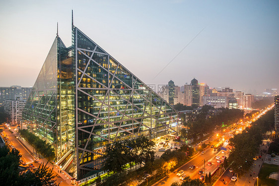 天空建筑霓虹灯北京侨福芳草地大厦夜景图片