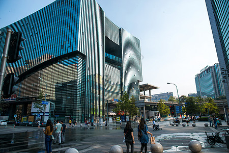 宽敞街景交通运输市中心水平构图北京城市建筑背景