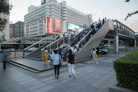 风景和人北京城市建筑和街道背景