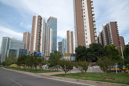 三里屯soho北京城市建筑和街道背景