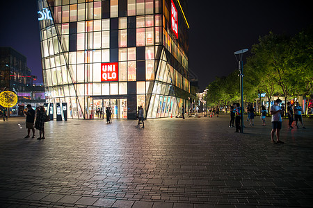 户外照明照亮水平构图首都北京商业街夜景背景