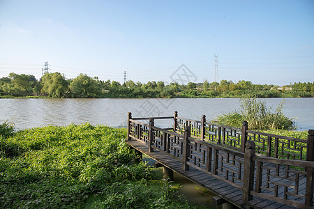 河边栈道江苏无锡景区风景背景