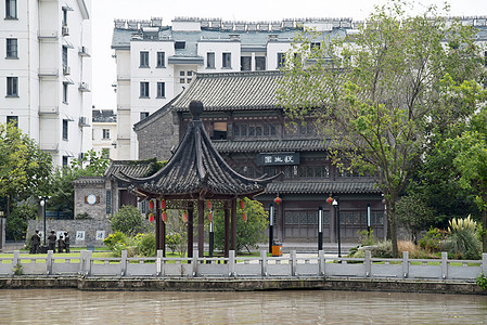 古镇风光海报江苏淮安淮河老街古镇景点背景