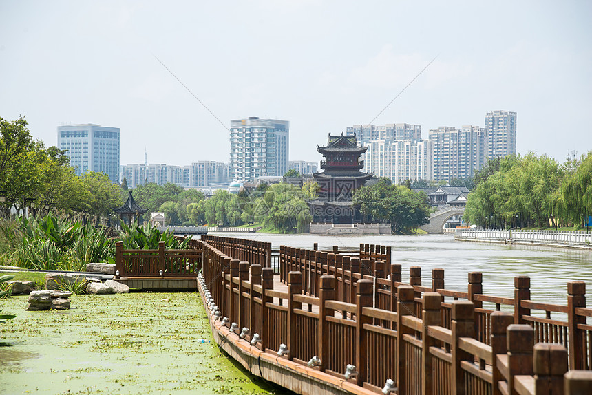 古典式古城城市江苏省淮安清江浦中洲岛图片