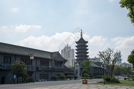 古镇风光海报江苏省的自然风景区背景