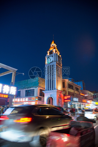 路繁华彩色图片辽宁省丹东城市夜景图片