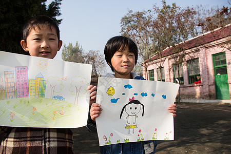 教育建筑课外活动农村乡村小学里的小学生图片