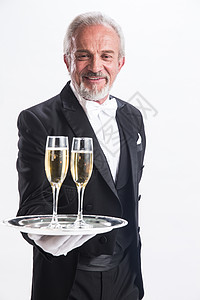 酒店摄影摄影酒店职位酒杯一个老年男侍者背景