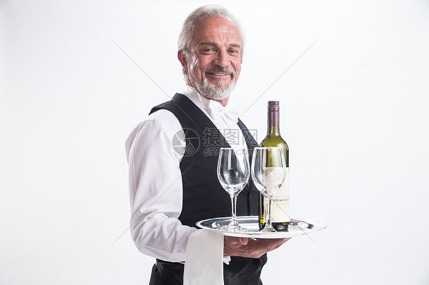 卫生摄影餐饮服务职业一个老年男侍者图片