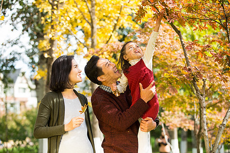 季节童年怀孕幸福家庭在户外玩耍图片