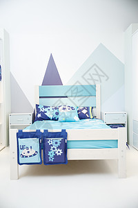 蓝色房屋卧室整洁的儿童房背景图片