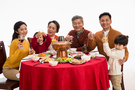聚会女孩文化幸福家庭过年吃团圆饭图片