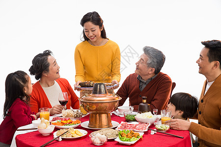 肉祝福饮料幸福家庭过年吃团圆饭图片