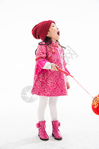 幸福祝福彩色图片可爱的小女孩拿着灯笼图片