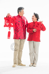 联系60到64岁兴奋老年夫妇庆祝春节图片