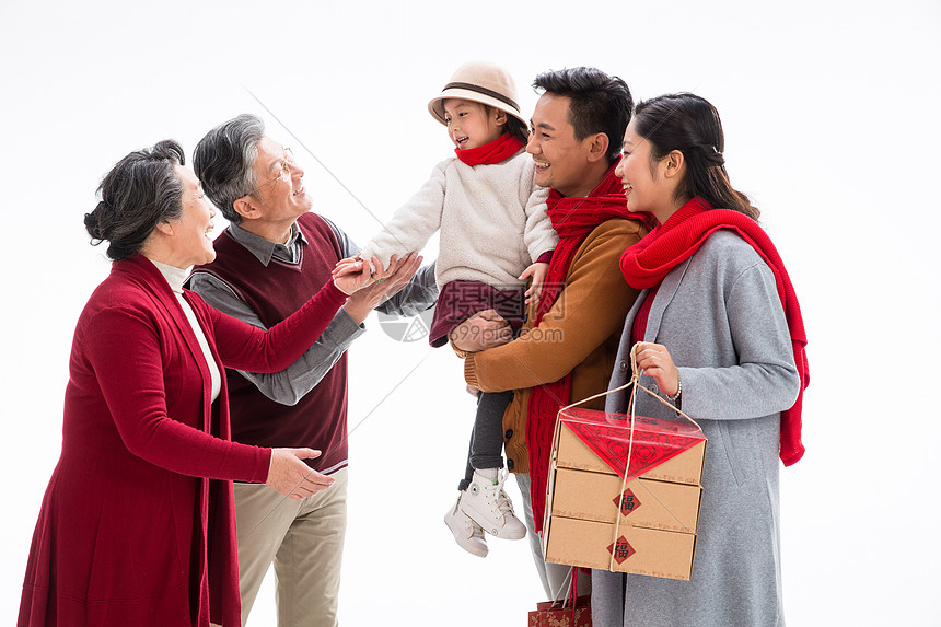 亚洲衣服父亲幸福家庭庆祝新年图片