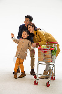 青年人妻子垂直构图快乐家庭购物图片