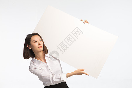 亚洲人提示彩色图片商务青年女人和白板图片