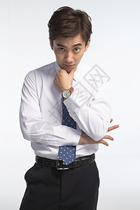 享乐正面视角衬衫领带商务青年男人图片
