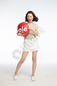 全身像休闲活动亚洲人年轻女孩拿着气球图片