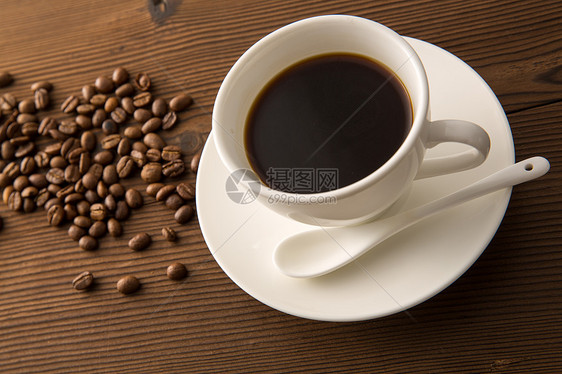 静物咖啡与咖啡豆图片
