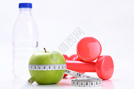 多色的中等数量物体青苹果健康瘦身静物图片