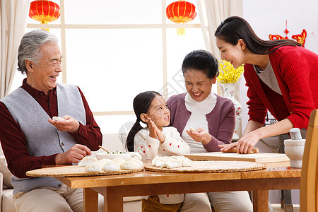 共建和谐家园和谐住房三代同堂快乐家庭过新年包饺子背景