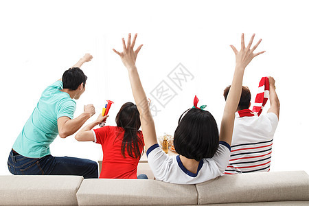 世界杯女朋友男朋友年轻球迷看比赛欢呼呐喊图片