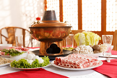 爆羊肉绿色食品元素彩色图片餐饮火锅背景
