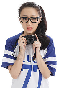 亚洲人肖像人年轻女人拿着照相机图片