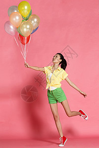 摄影美女仅一个青年女人青年女人拿着气球图片