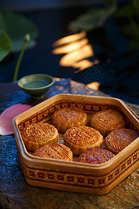 传统文化酥皮糕点食材月饼背景图片