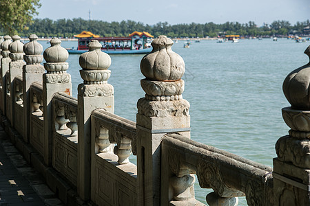 游船水平构图旅行北京颐和园图片