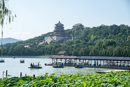 天空文化遗产城市北京颐和园背景