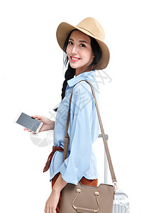 遮阳帽摄影幸福青年女人旅行图片